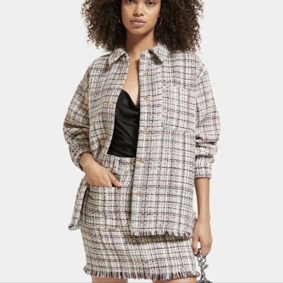 Scotch & Soda Glitter Tweed Dance All Night Over Sized Shirt Jacket SZ - Picture 1 of 16
